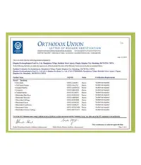 OU Kosher certificate preview